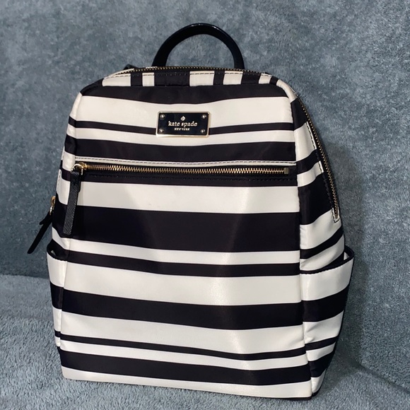 Kate Spade backpack black and white stripes